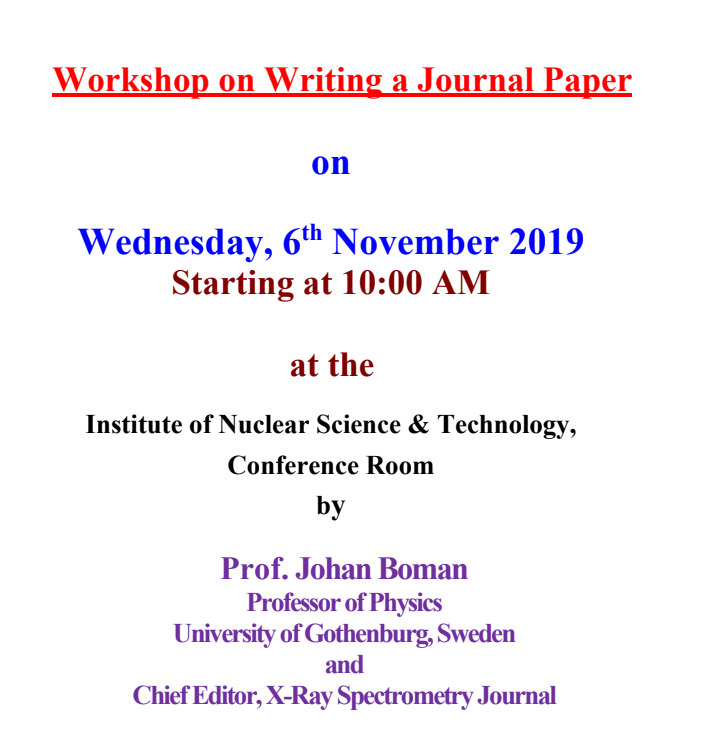 Workshop on Writing a Journal Paper flyer