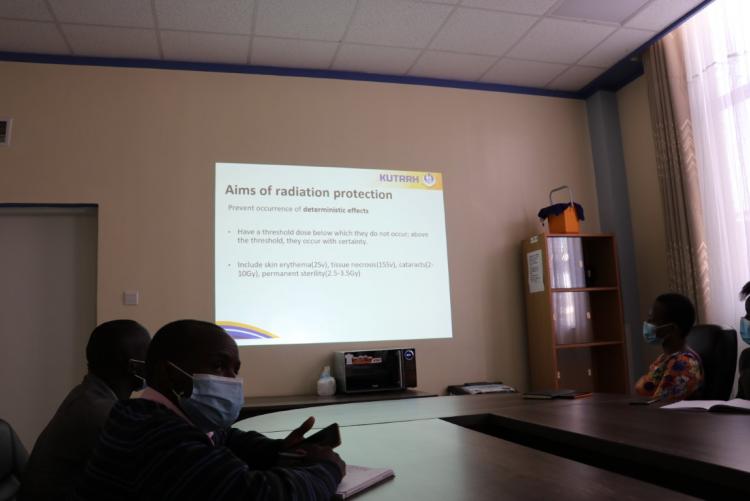 Our students being taken through introduction to radiation protection before visiting the facility