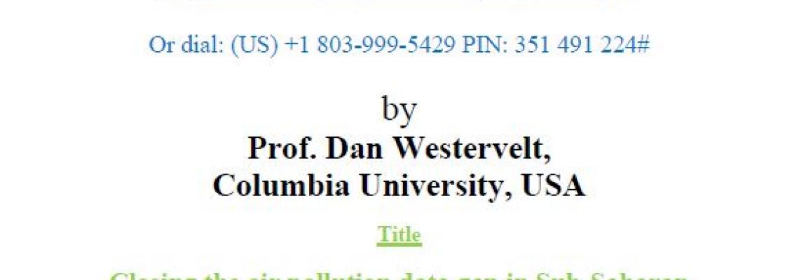 Low cost air pollution measurements- by Prof Dan Westervelt of Columbia University USA